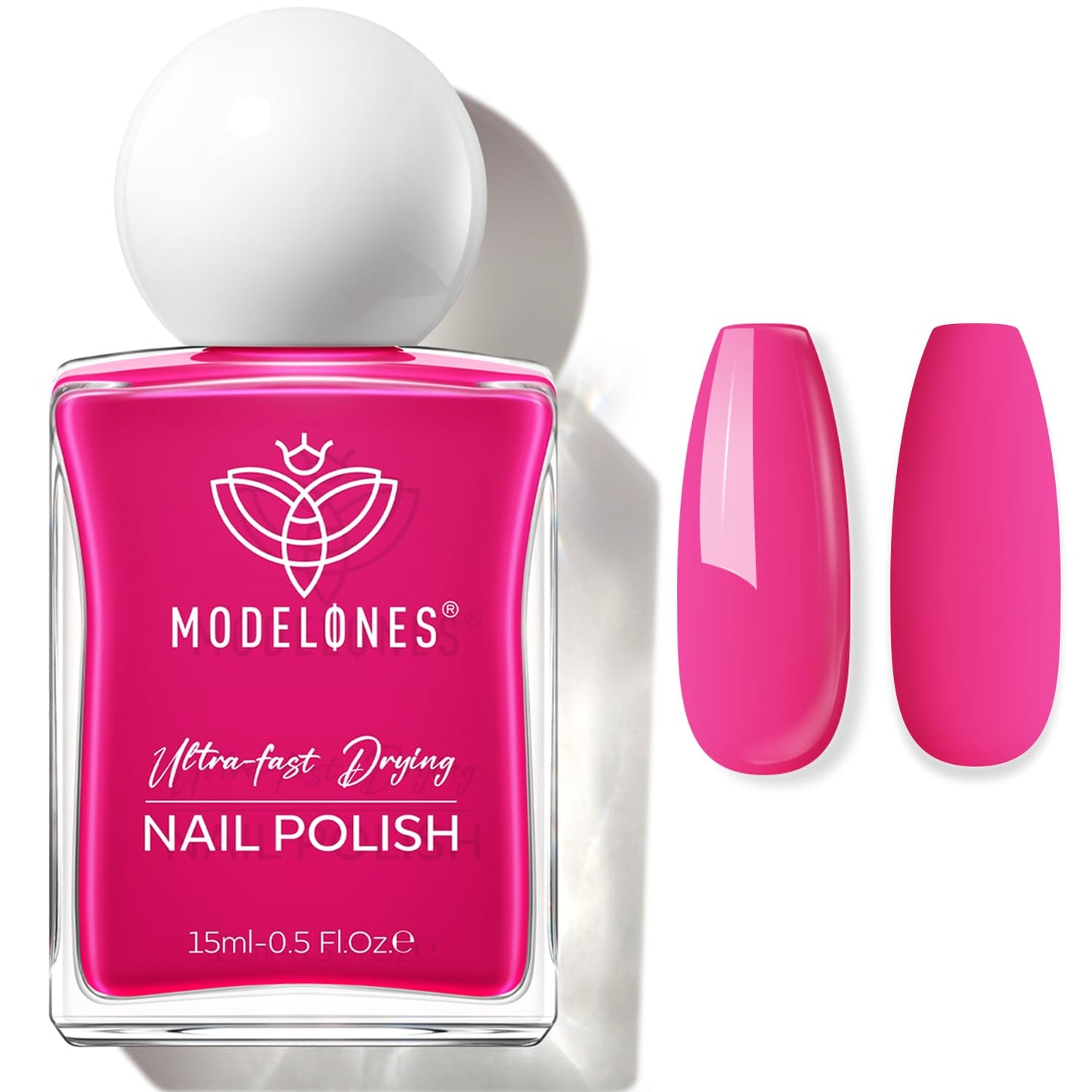 modelones Hot Pink Nail Polish, 15ML Bright Pink Quick Dry Nail Lacquer Strengthener Long Last Shine Fingernail Toe Nail Art DIY Valentine's Day Manicure Gift for Women Girls-Velvo Beauty