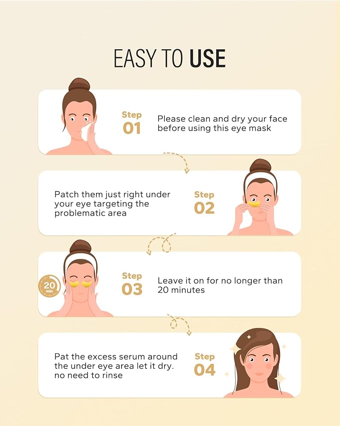 24k Gold Under Eye Patches (8 Pairs), eye mask, Collagen Skin Care Products, Eye Patches for Puffy Eyes, eye masks for dark circles and puffiness-Velvo Beauty