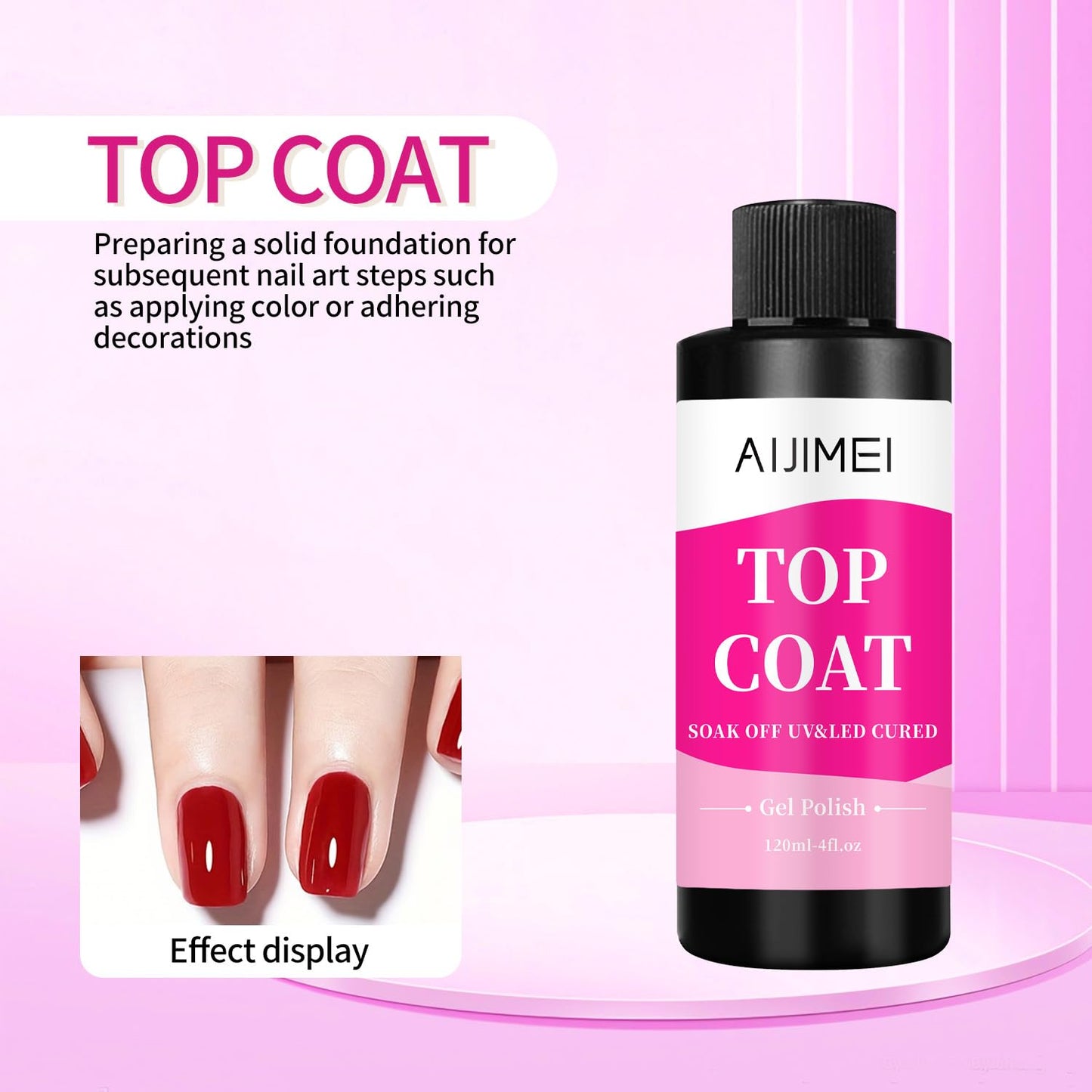AIJIMEI 120ml Top Coat Nail Polish Premium Gel Top Coat 4 Fl Oz Long Lasting,Top Coat for Gel Nail Polish – Nail Art Topcoat for Salon-Grade Nails at Home-Velvo Beauty