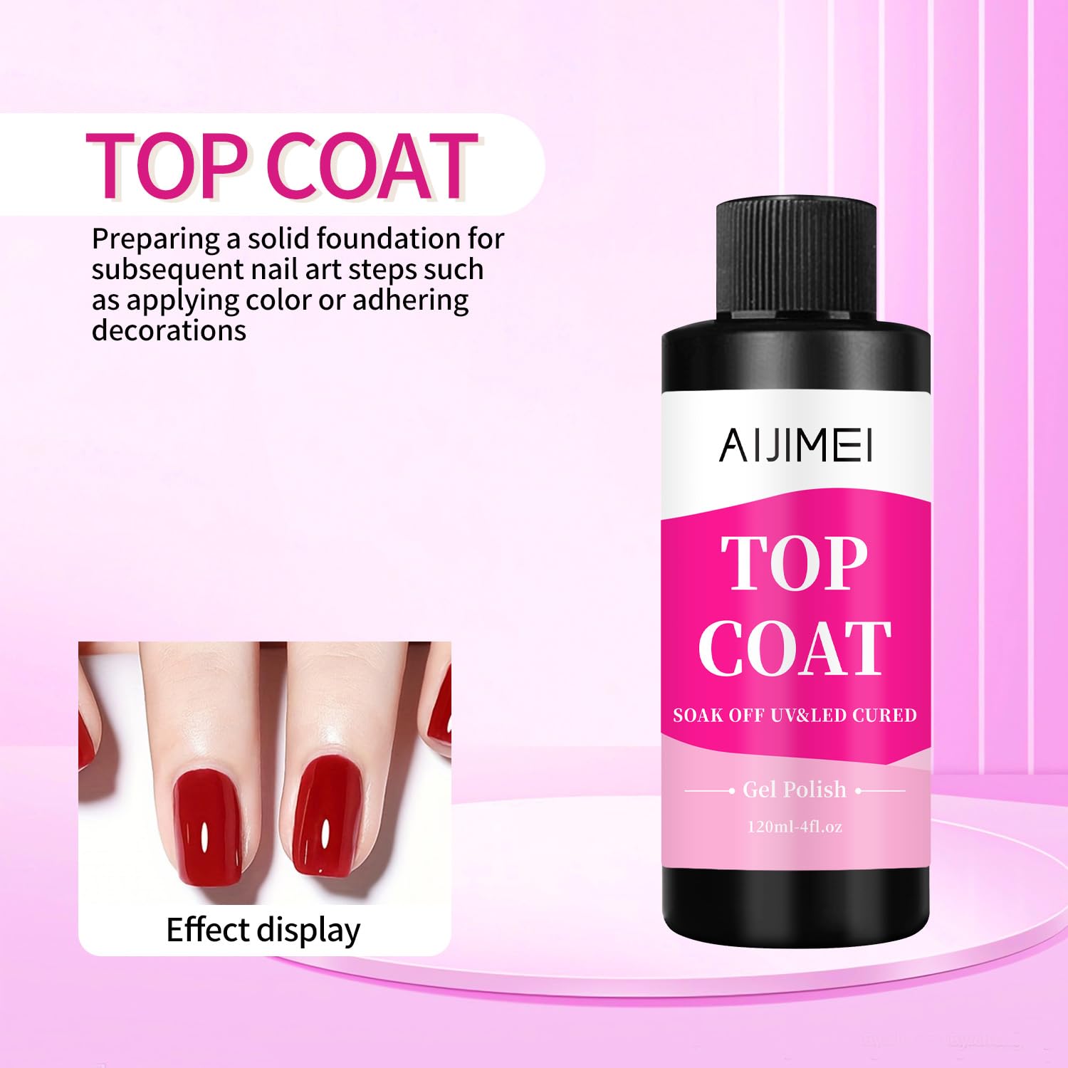 AIJIMEI 120ml Top Coat Nail Polish Premium Gel Top Coat 4 Fl Oz Long Lasting,Top Coat for Gel Nail Polish – Nail Art Topcoat for Salon-Grade Nails at Home-Velvo Beauty
