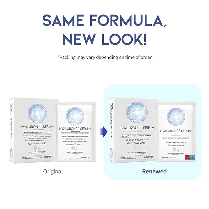 #OOTD Triple Hyaluron Hydrating Mask for Dry and Sensitive Skin, Anti Aging, Tightening and Moisturizing, Korean Vegan Beauty, Hyaluronic Acid, Caffeine, Vitamin C 10EA-Velvo Beauty