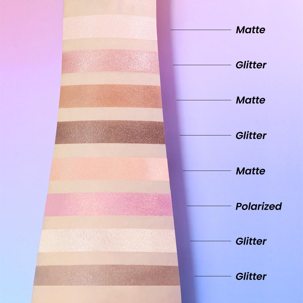 Kaely 8 Colors Cream Eyeshadow Contour Highlighter Palette Makeup, Nude Rose Pink Chocolate Coffee Beige Brown Matte Shimmer Glitter Highly Pigmented Eye Shadow Palette for Older Women Waterproof-Velvo Beauty