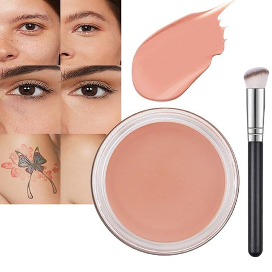 Pot Concealer with Makeup Brush Set,Tattoo Color Correcting Concealer,Full Face Color Correcting Conceal Foundation,Under Eye Concealer Brightener Dark Eye Ring corrector de ojeras (06-TAN)-Velvo Beauty
