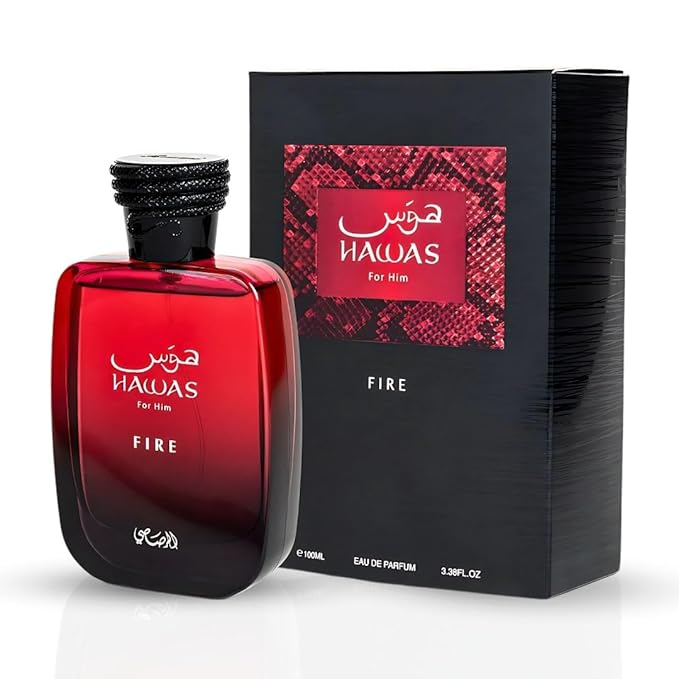 RASASI Hawas Fire Eau De Parfum Men Spray 100ML(3.4 Oz) - Bold Arabian Perfume For Men With A Fiery Essence - Indulge In A Luxurious, Long Lasting Perfume That Captures Masculine Elegance And Strength-Velvo Beauty