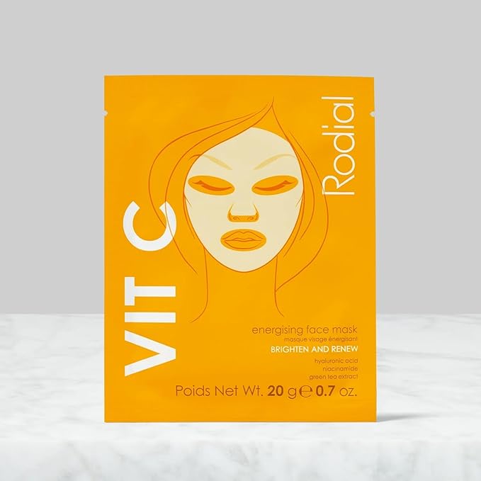 Rodial Energising Face Mask Vit C (1 Sachet) Under Eye Luminosity Boost, Hyaluronic Acid, Vitamin C, Niacinamide and Green Tea, Rejuvenating Eye Patches, Eye Patches for Dark Circles-Velvo Beauty