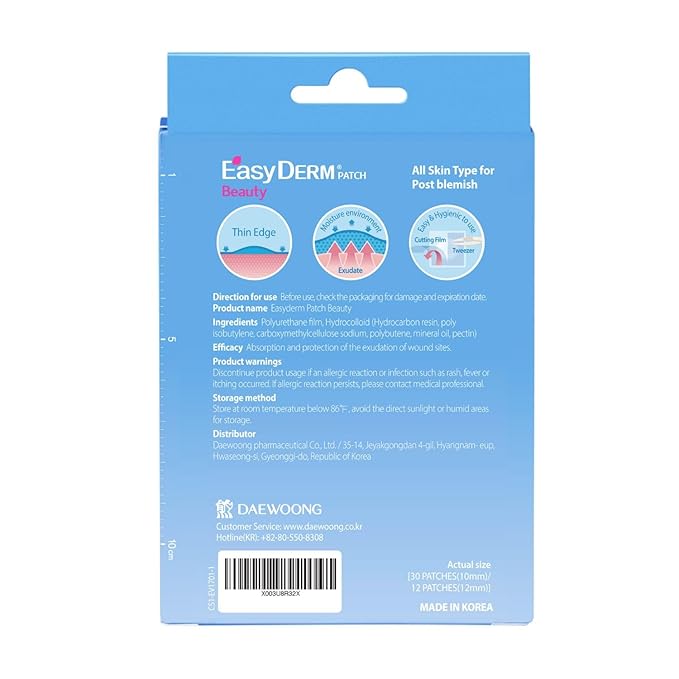 EasyDerm Beauty Patch(84 Counts) - 100% Hydrocolloid Pimple Patch for Zit Spot Care, K-beauty, Daewoong Pharmaceutical, Korean Acne Patches-Velvo Beauty