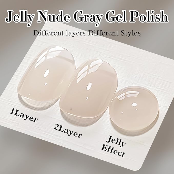 Double Rhythm 0.5Oz Translucent Gel Polish Sheer Neutral Natural Light Milky Same Color Same Bottle 15ML Jelly Gel Polish Art DIY at Home (Nude Beige-A1417)-Velvo Beauty
