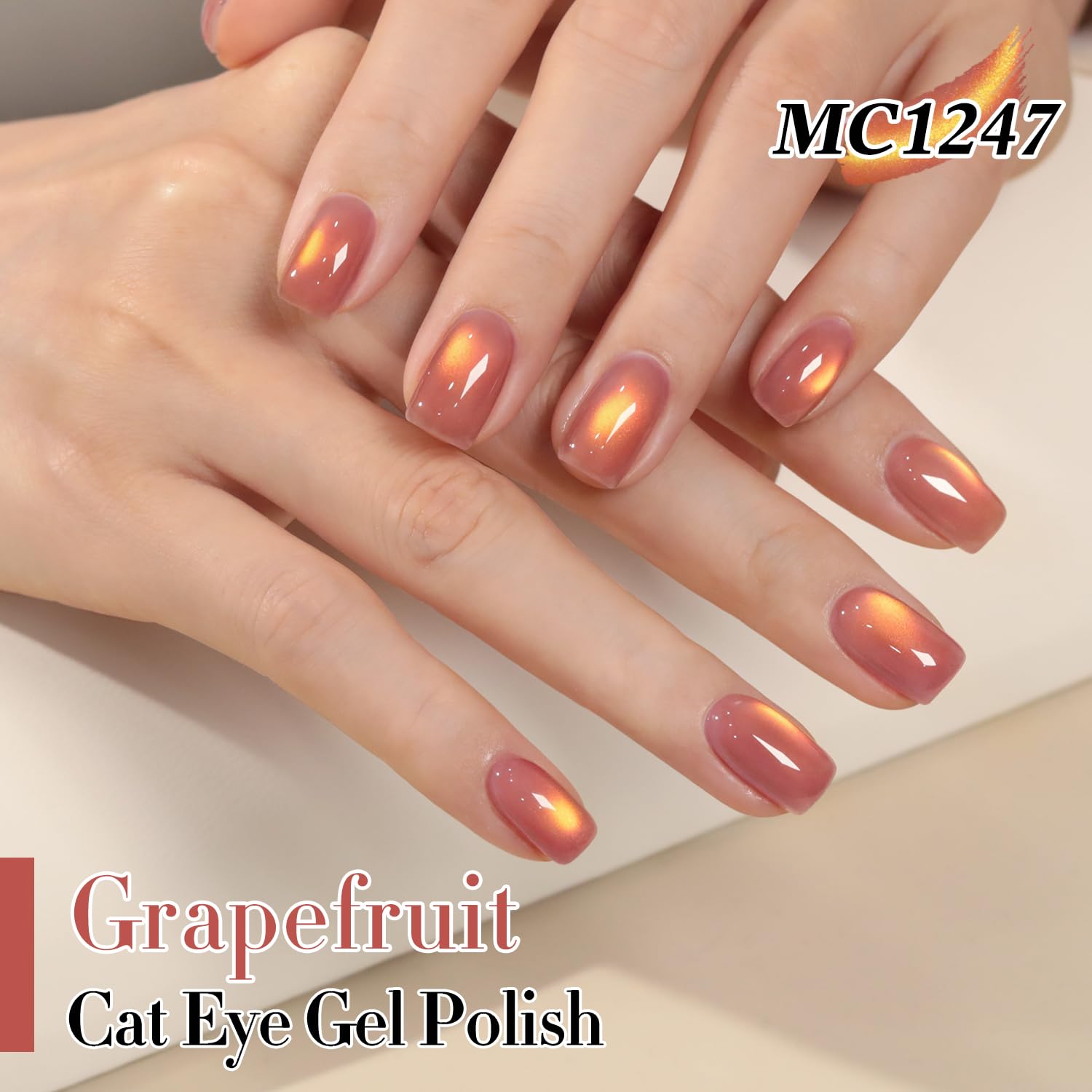 Double Rhythm Jelly Glass Cat Eye Gel Polish with Magnet 15ML Holographic Glitter Shimmer Translucent Sheer Color Magnetic Polish Salon DIY at Home (Grape Gold-MC1247)-Velvo Beauty