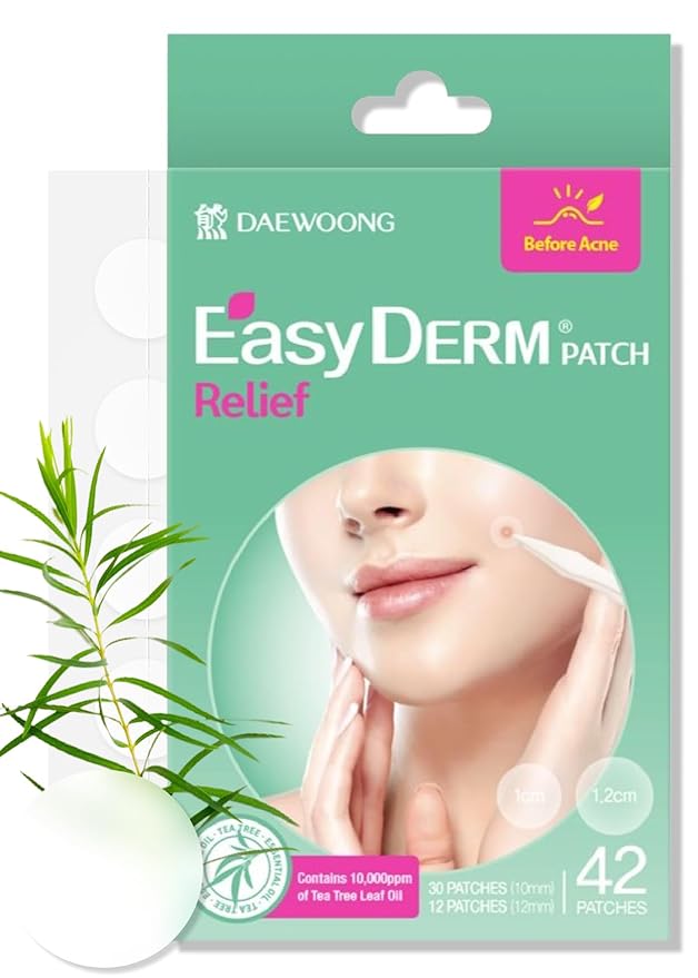EasyDerm Relief Invisible Patch(42 counts) I Contains 10,000ppm of Tea Tree Oil, Pimple Patch, Ultra-slim 0.1mm, Waterpoof, Korean Pimple Patches Back to School MUST HAVE-Velvo Beauty