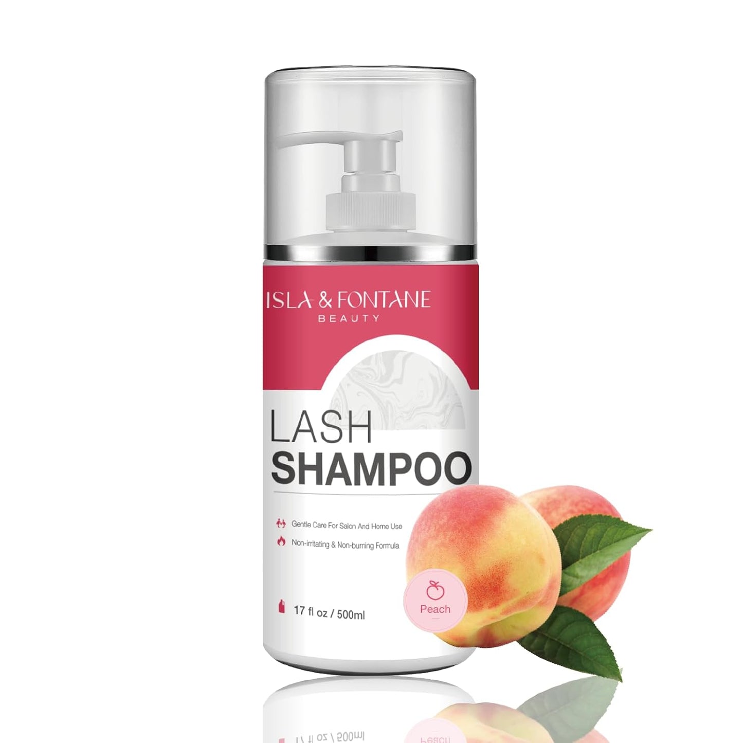 ISLA & FONTANE Lash Shampoo Bulk – Multi-Scent Series – 17 fl oz / 500ml | Gentle Eyelash Cleanser for Lash Extensions | Non-Irritating | Professional Lash Bath Foam For Salon And Home Use (Peach)-Velvo Beauty