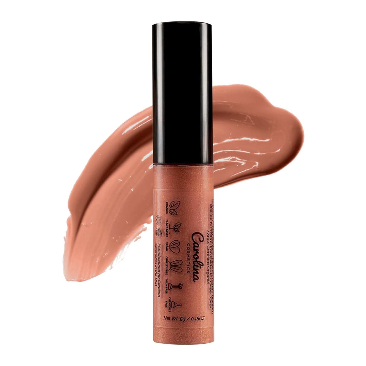 Plant-Based Non-Sticky Lip Gloss (Nude with Attitude) - Hydrating & Nourishing - Sunflower Seed Oil, Cacao & Grape Seed Oil - Gluten-Free, Vegan, Non-GMO, Paraben-Free - 5g/0.18oz-Velvo Beauty