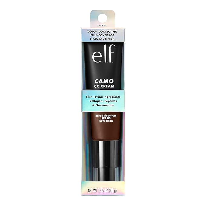e.l.f. Camo CC Cream, Color Correcting Medium-To-Full Coverage Foundation with SPF 30, Rich 650 C, 1.05 Oz (30g)-Velvo Beauty