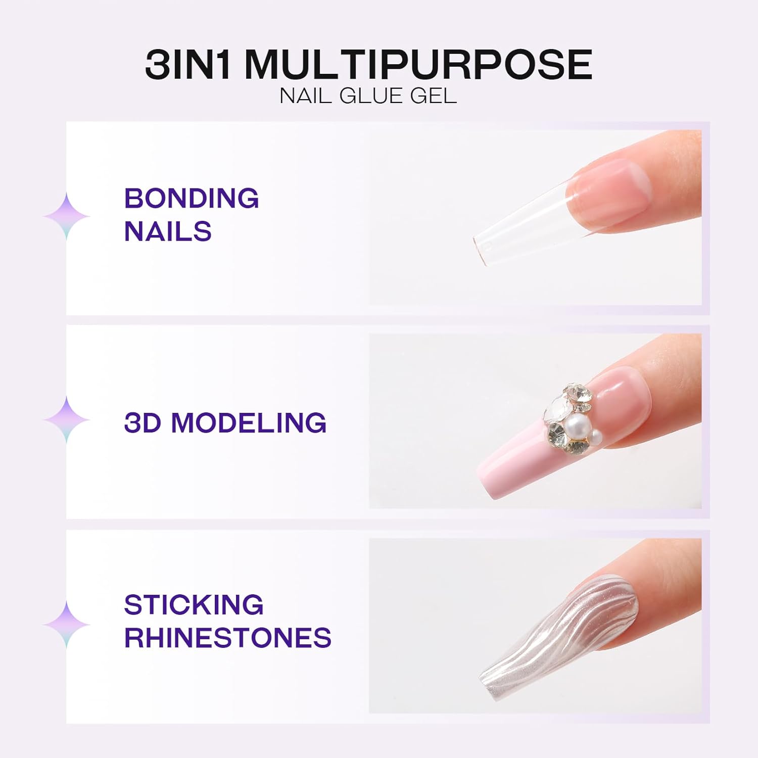 Soft Solid Nail Glue Gel: Clear Nail Gel for Press on Fake Nails Tips 20g for UV Cure Light Acrylic Builder Adhesive Gel Extension Strong Supplies-Velvo Beauty