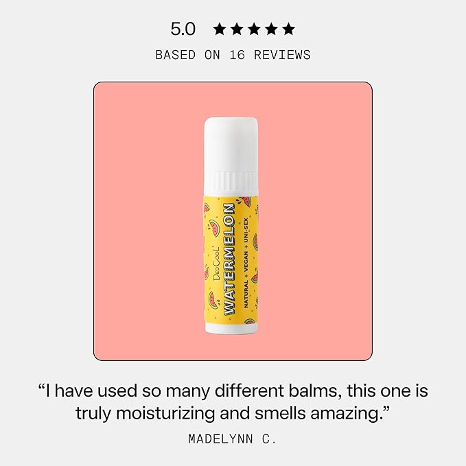 DedCool Lip Balm Stick (Watermelon) Jumbo, Vegan, Flavored, Coconut Oil Lip Balm, Long Lasting, Moisturization, Hydrates Dry & Chapped Lips, Vegan, Natural, Clean, Non-Toxic, Fragrance For All-Velvo Beauty