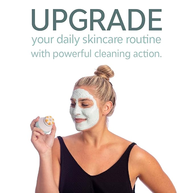 Tao Clean Ona Diamond Orbital Facial Brush and Cleansing Station – Robin's Egg Blue – Electric Face Cleansing Brush with Ergonomic Handle, Dual Speed Settings, 2 Piece Set, (BA-0201-RBE-US)-Velvo Beauty