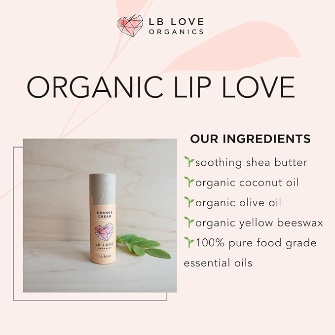 Plastic Free Lip Love | Jumbo Organic Lip Balm | Organic Beeswax and Plant Based | Zero Waste Natural Lip Balm (Orange Cream)-Velvo Beauty