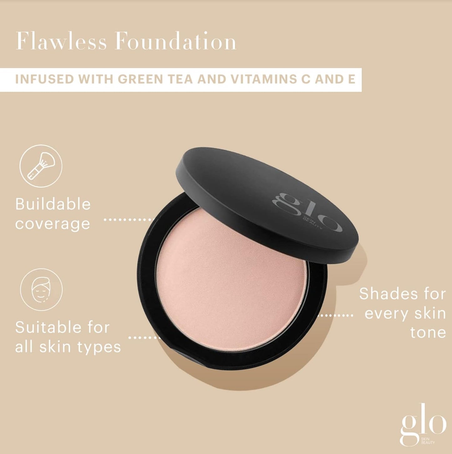 Glo Skin Beauty Pressed Base Powder Foundation Makeup (Beige Light) - Flawless Coverage for a Radiant Natural, Second-Skin Finish-Velvo Beauty