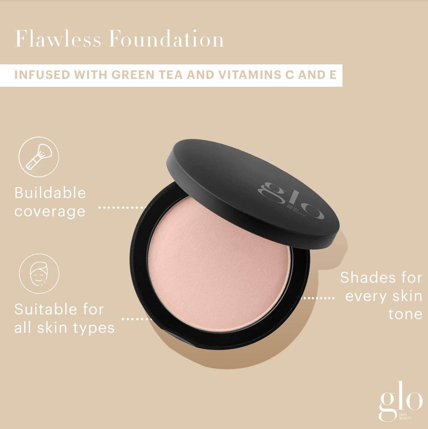 Glo Skin Beauty Pressed Base Powder Foundation Makeup (Beige Light) - Flawless Coverage for a Radiant Natural, Second-Skin Finish-Velvo Beauty