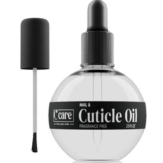 C CARE Fragrance Free Cuticle Oil For Nails - Repairs Cuticles Overnight - Moisturizes and Strengthens Nails and Cuticles - Dropper & Brush included - 2.5oz-Velvo Beauty