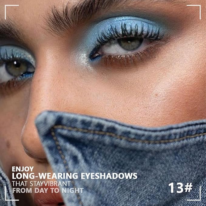 Powder Eyeshadow Quad, Blue Taupe Matte Shimmer Eye Shadow Palette Makeup, Neutral Vegan Eye Shadow Palette for Older Women Pigmented Waterproof, paleta de sombras de ojos, Blendable,13-Velvo Beauty