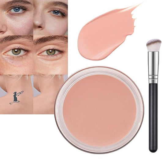 Pot Concealer with Makeup Brush Set,Tattoo Color Correcting Concealer,Full Face Color Correcting Conceal Foundation,Under Eye Concealer Brightener Dark Eye Ring corrector de ojeras (04-LIGHT)-Velvo Beauty