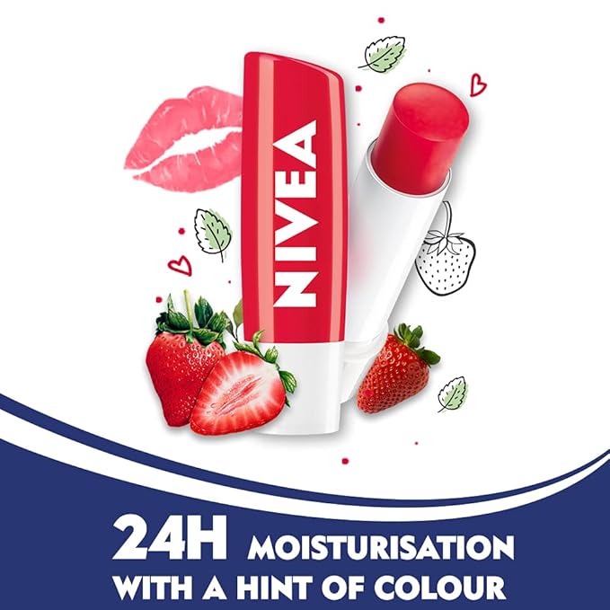 Nivea Lip Care Fruity Shine Strawberry, 4.8g-Velvo Beauty