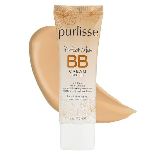 pūrlisse Perfect Glow BB Cream with SPF 30 - Matte Meets Dewy Finish - Enriched with Goji & Hawthorn Berry to Help Improve Skin Texture & Radiance - Light Medium (1.4 oz)-Velvo Beauty