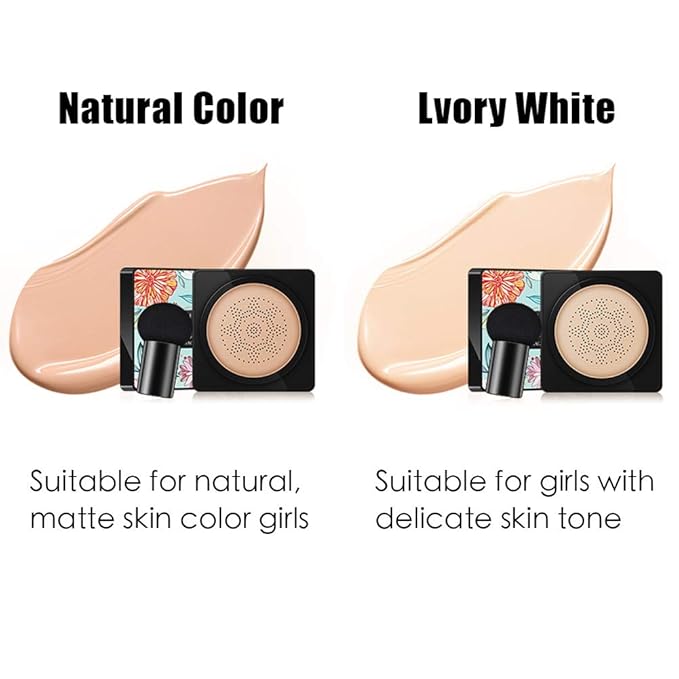 GL-Turelifes Mushroom Head Air Cushion Foundation CC Cream Water Feeling Flawless BB Cream Moisturizing Oil Control, Lightweight & Smoothing Natural Concealer (Natural Color)-Velvo Beauty