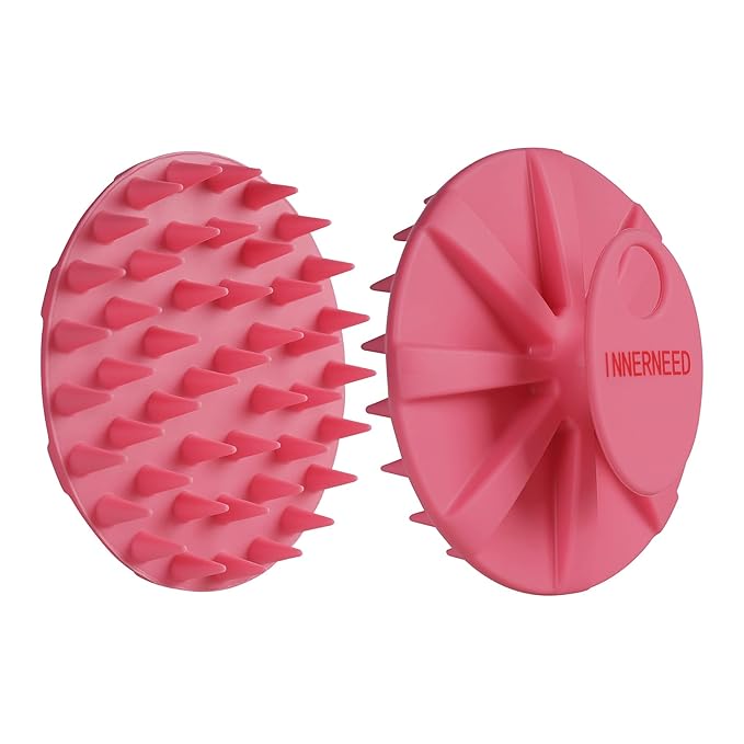 INNERNEED Scalp Massager Shampoo Brush, Wet & Dry Manual Scalp Care Head Scrubber Hair Washing, Soft Silicone Bristles, for Hair Growth, Dandruff Removal, Comfortable for All Hair Types (Pink)-Velvo Beauty
