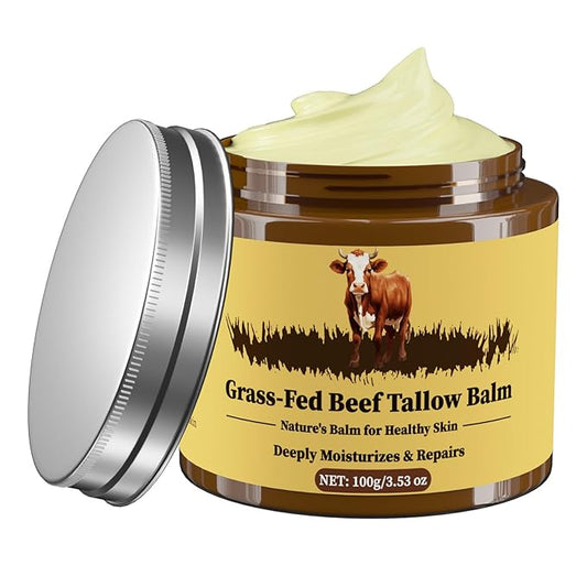 Beef Tallow for Skin, Tallow and Honey Balm, Facial Moisturizer Cream, 100% Organic Grass Fed Whipped Beef Tallow Balm Deeply Moisturizing for Face & Body, Suitable For All Skin Types(3.53oz)-Velvo Beauty