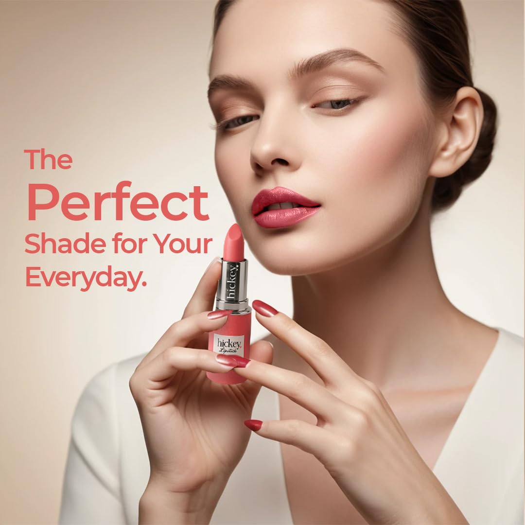 Hickey Lipstick for Women, Organic Beach Babe Coral Lipstick Refill - Hydrating & Moisturizing Long Lasting Lipstick - Vegan & Gluten-Free with Velvet Finish - Highly Pigmented, Smooth & Creamy Makeup-Velvo Beauty