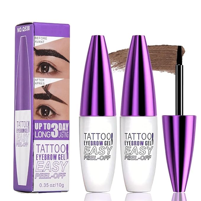 2Pcs Dark Brown Peel Off Brow Tint Gel - Waterproof & Sweatproof Tattoo Effect, Transfer-Resistant Multi-Day Wear, All Skin Types Mother’s Day Gift Set-Velvo Beauty