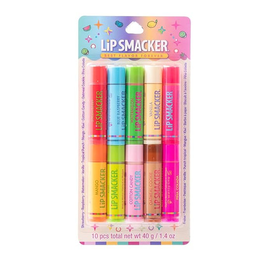 Lip Smacker Original & Best Party Pack - 10 Moisturizing Lip Balms, Classic Flavors, Hydrating & Protecting - Cruelty-Free- Oatmeal Cookie-Velvo Beauty