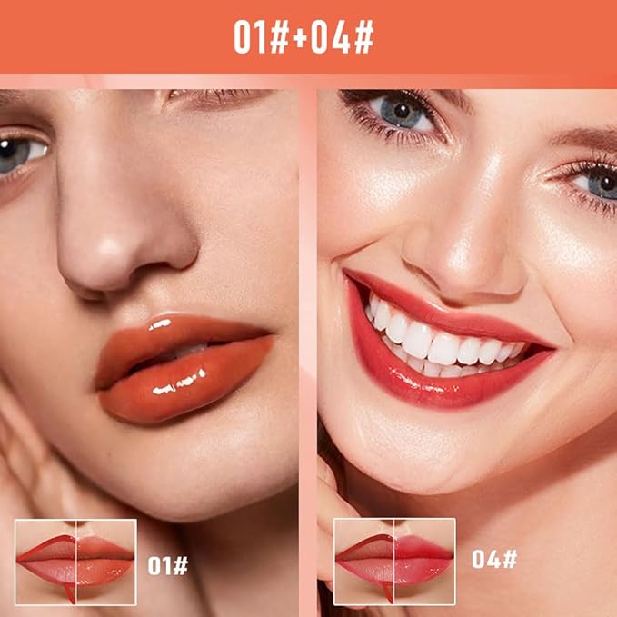 2Pcs Peel Off Lip Gloss Tattoo and Lip Oil 2-in-1, Lip Stain Peel Off Masque - Peel Off Lip Tint ,Long Lasting Waterproof Transfer-proof Lip Mask Lip Gloss Peel Off Lip Liner,Stay Lip Makeup 01#+04#-Velvo Beauty