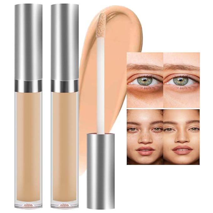 Kaely 2Pcs Hydrating Concealer Wand,Full Coverage Liquid under Eye Concealer,Long Lasting Waterproof Primer Makeup for Dark Circles and Puffiness Trouble Spots Redness,Eye Ring corrector de ojeras 04-Velvo Beauty