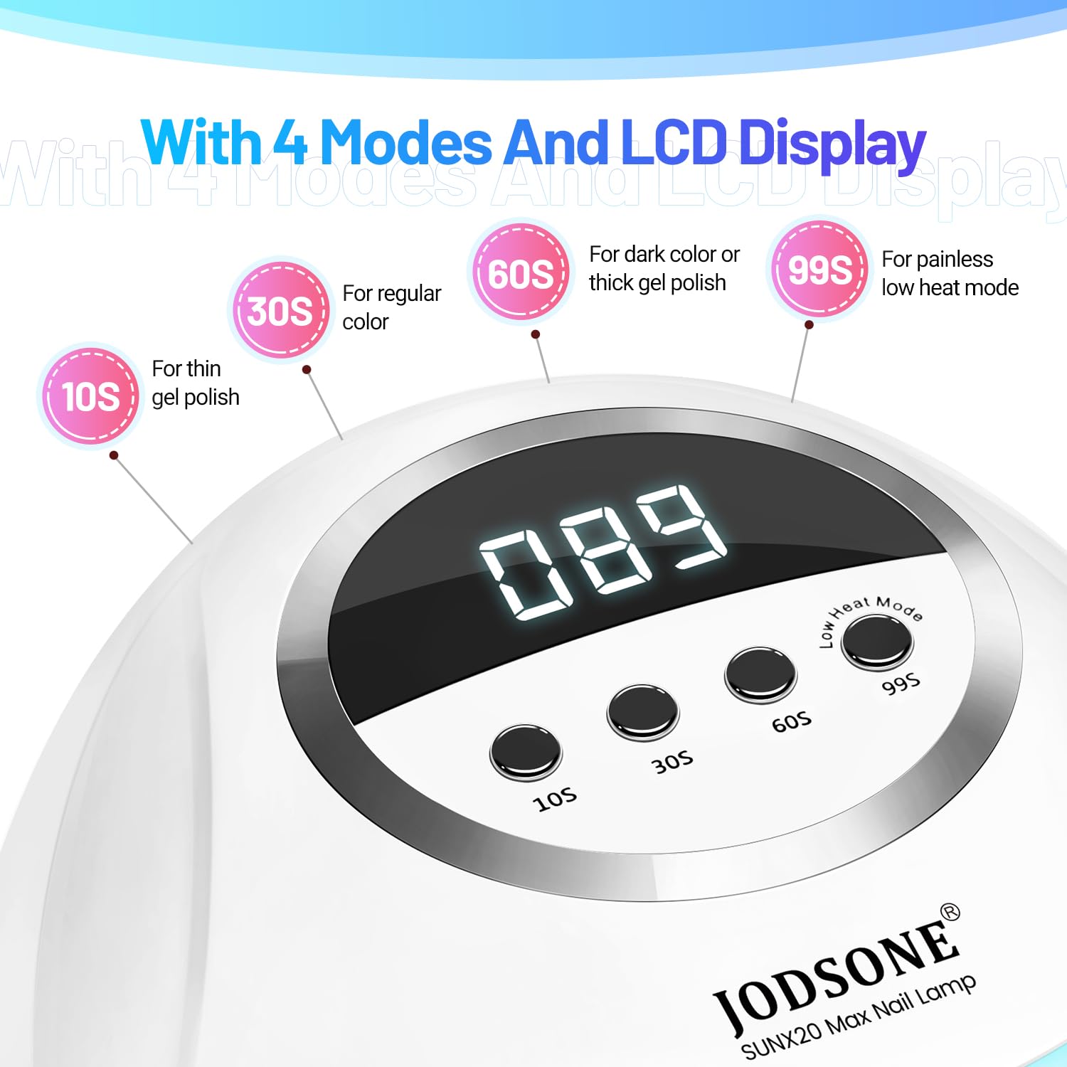 JODSONE U V LED Nail Lamp 320W, Nail Dryer for Gel Polish, Gel Nail Lamp with 72 Light Beads, Led Nail Light for Nails with Automatic Sensor & 4 Timers-Velvo Beauty