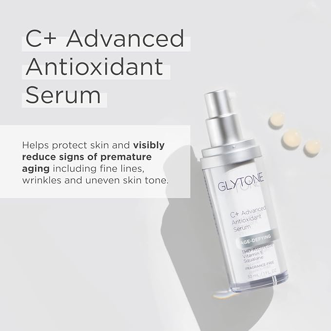 Glytone Age-Defying C+ Vitamin C Serum for Face | 20% Vitamin C, E and Squalane Antioxidant Complex | Reduces Fine Lines & Wrinkles | Hydrating & Anti-Aging Facial Serum for All Skin Types | 1 Fl Oz-Velvo Beauty
