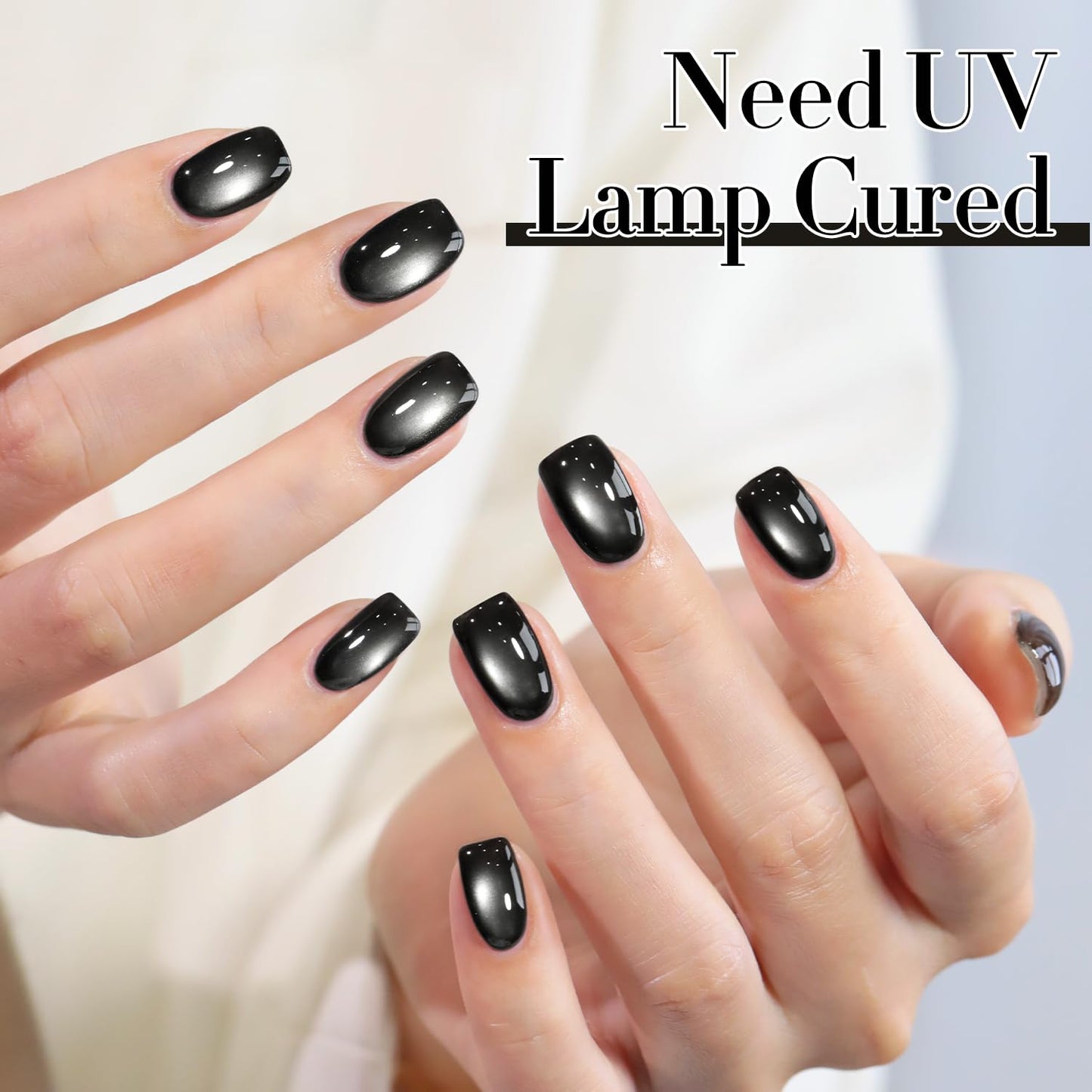 Double Rhythm Jelly Glass Cat Eye Gel Polish with Magnet 15ML Holographic Glitter Shimmer Translucent Sheer Color Magnetic Nail Polish Salon DIY at Home (Jelly Black-MC1115)-Velvo Beauty