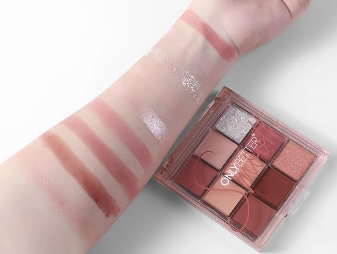 Pink Eyeshadow Palette - 9 Shades, Metallic & Shimmers, Long Lasting, Sweatproof & Waterproof-Velvo Beauty