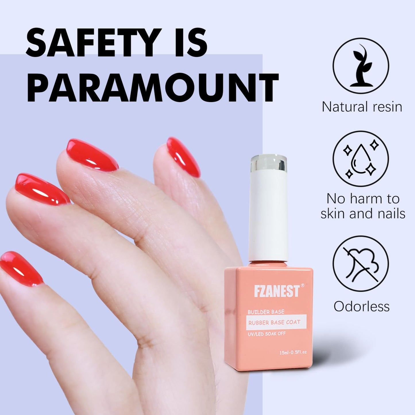 FZANEST Red Gel Polish Rubber Builder Base Coat Nail Strengthen Extension Harder for Thin Fragile Nails-Velvo Beauty