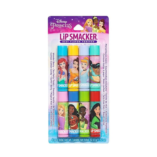 Lip Smacker Disney Princess Flavored Lip Balm Party Pack 8 Count, Clear, For Kids-Velvo Beauty