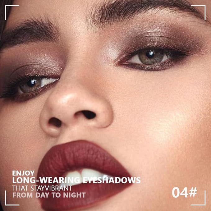 4 Colors Dark Brown Gold Silver Black Eye Shadow Powder Palette Makeup, Neutral Matte Shimmer Cream Quads Eyeshadow Palette for Women Highly Pigmented Waterproof, paleta de sombras de ojos 04-Velvo Beauty