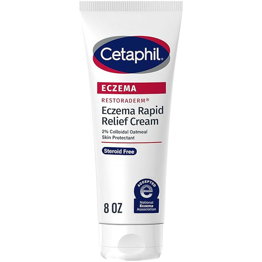 CETAPHIL ECZEMA RESTORADERM FLARE-UP RELIEF CREAM, For Eczema Prone Skin, 8 oz, Barrier Repair, 48 Hour Hydration, 2% Skin Protectant Colloidal Oatmeal, Steroid Free-Velvo Beauty