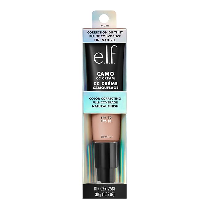 e.l.f. Camo CC Cream, Color Correcting Medium-To-Full Coverage Foundation with SPF 30, Fair 150 C, 1.05 Oz (30g)-Velvo Beauty