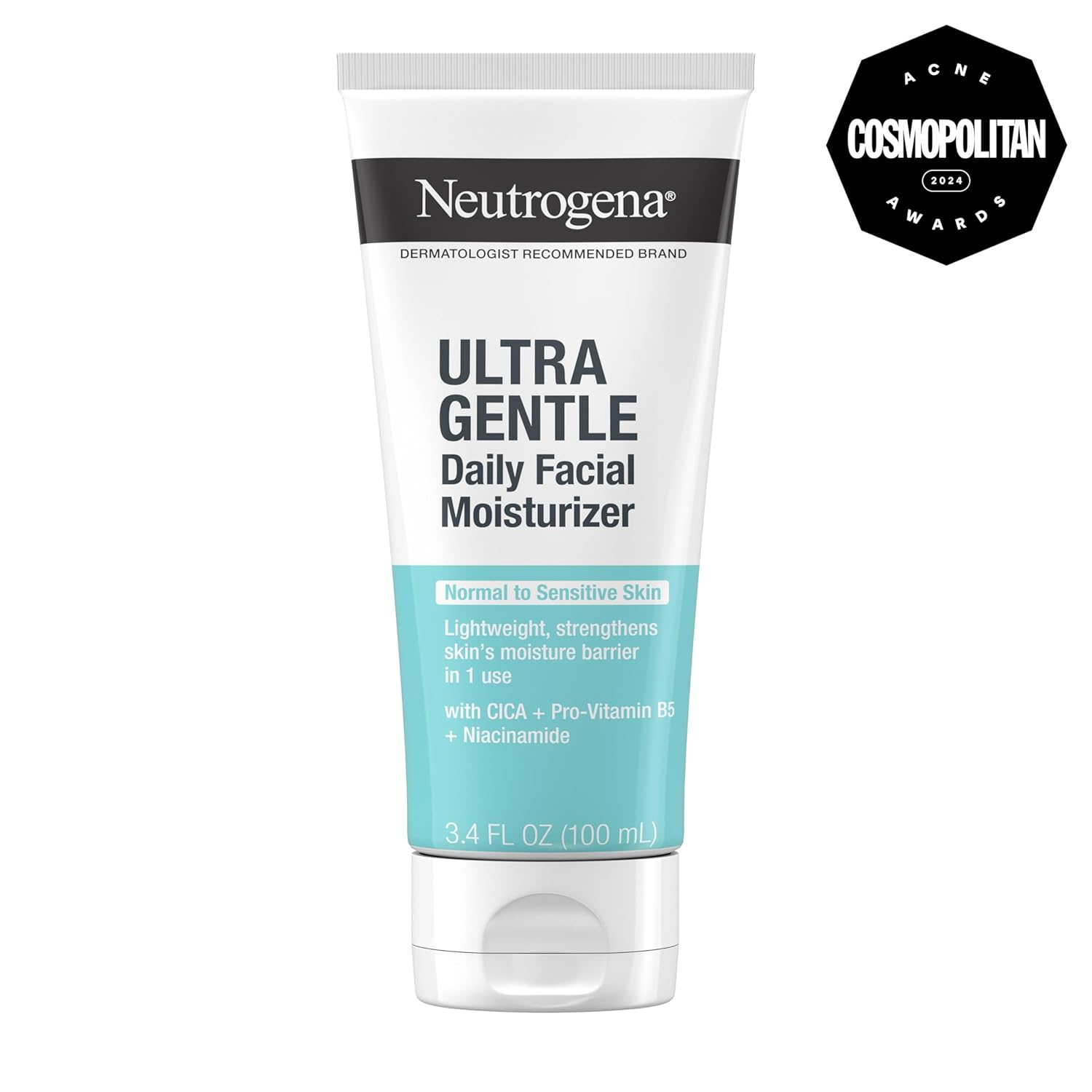 Neutrogena Fragrance Free Daily Facial Moisturizer, Face & Neck Moisturizer for Sensitive Skin with Vitamin B3, Pro-Vitamin B5 & Vitamin E Supports Skin's Dynamic Barrier, 3.4 fl. oz-Velvo Beauty