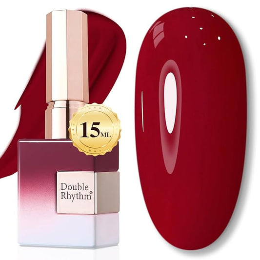 Double Rhythm Translucent Gel Polish Sheer Neutral Natural Light Milky Same Color Same Bottle 15ML Jelly Nail Polish Nail Art DIY at Home (Jelly Burgundy-A1400)-Velvo Beauty