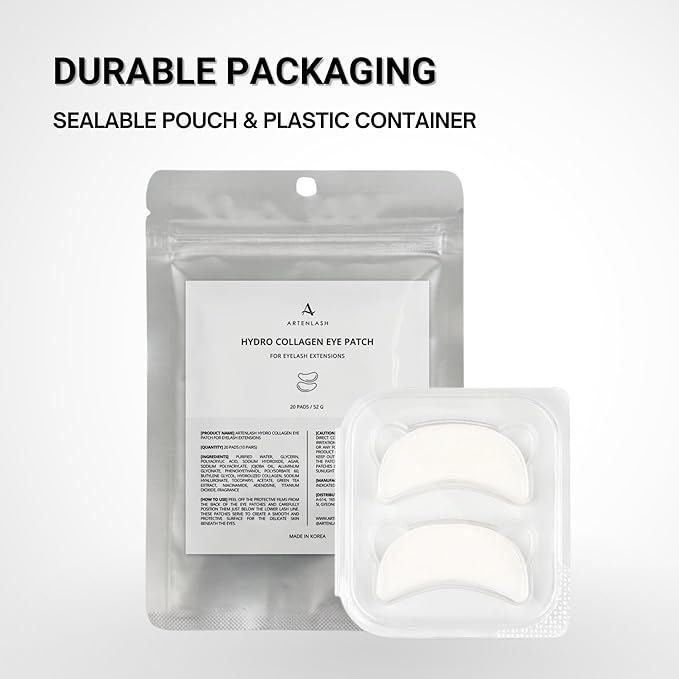 Hydro Collagen Gel Patch for Lash Extension, Under Eye Patch for Lash Lift, Lint Free, Made in Korea, 10 Pairs (20 Pads)-Velvo Beauty