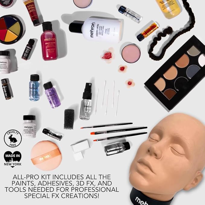 Mehron Makeup Special FX Set for Halloween, Horror, & Cosplay (Practice Head Included)-Velvo Beauty
