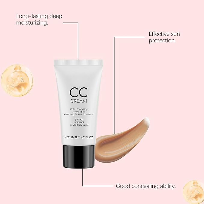 Cc Cream For Older Women,CC Cream Skin Tone Adjusting for Mature Skin, Anti-Aging Sunscreen Foundatio with Moisturizer, Full Coverage, Lightweight-Velvo Beauty
