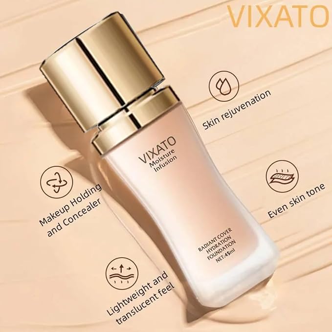 Cover Hydration Liquid Foundation Concealer, 45ML Moisture Liquid Flawless Makeup Cosmetic, Suitable for Most Bright/Neutral/Dark Skin-Velvo Beauty